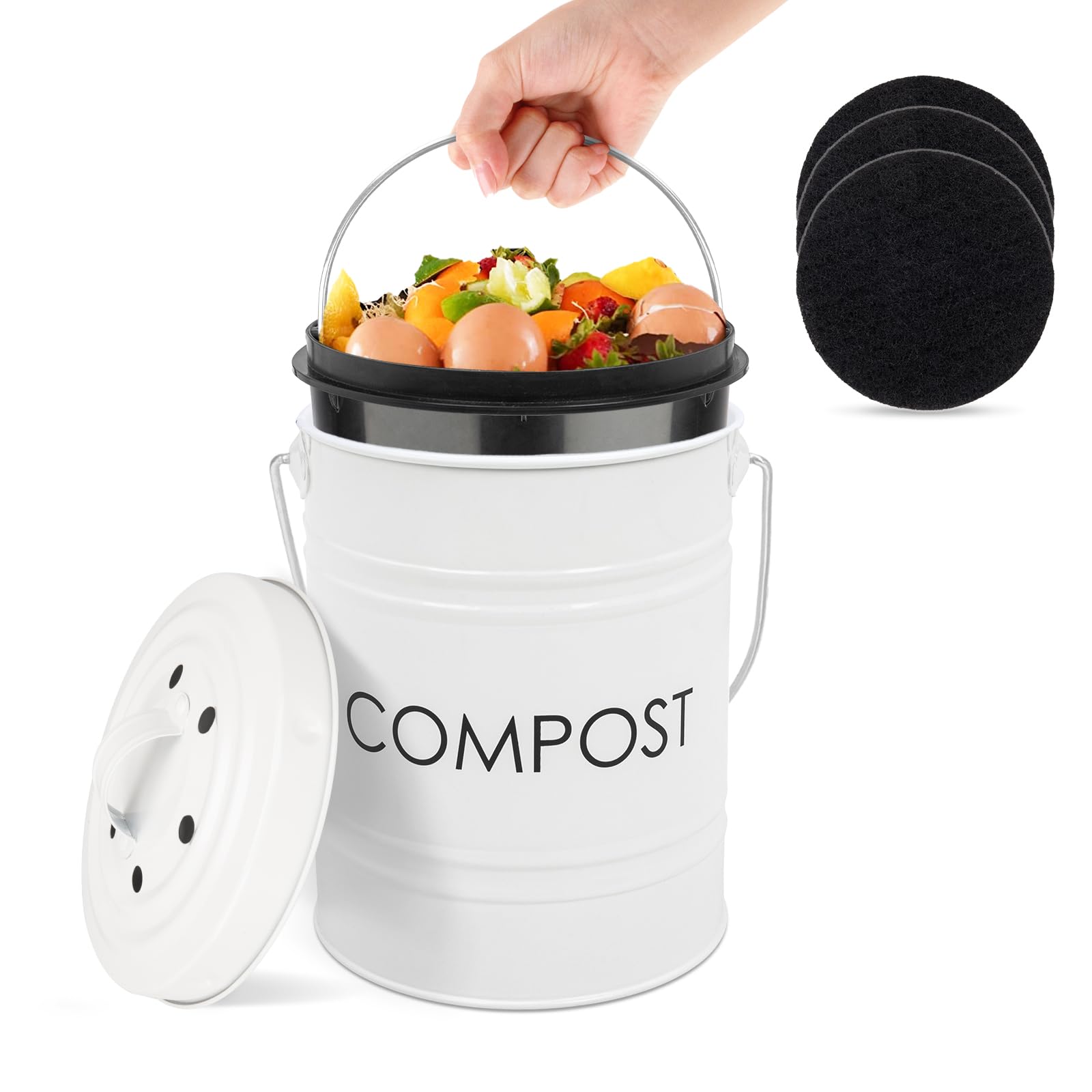 MUMTOP Compost Bin for Kitchen Countertop,1.3 Gal Metal Compost Container