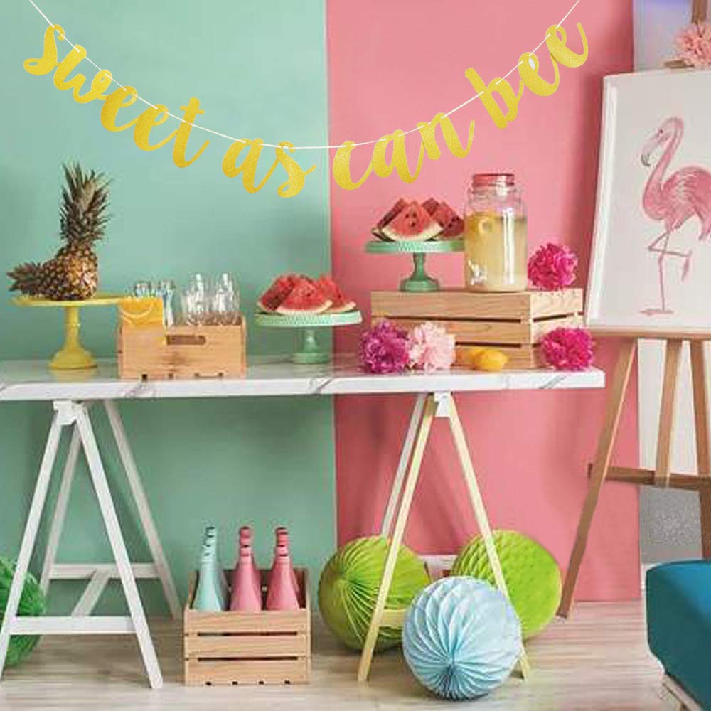 Sweet As Can Bee Banner, Baby Shower Party Sign, Gender Reveal Party Supplies, Baby Boys Girls' Birthday Party Bunting Decoratio