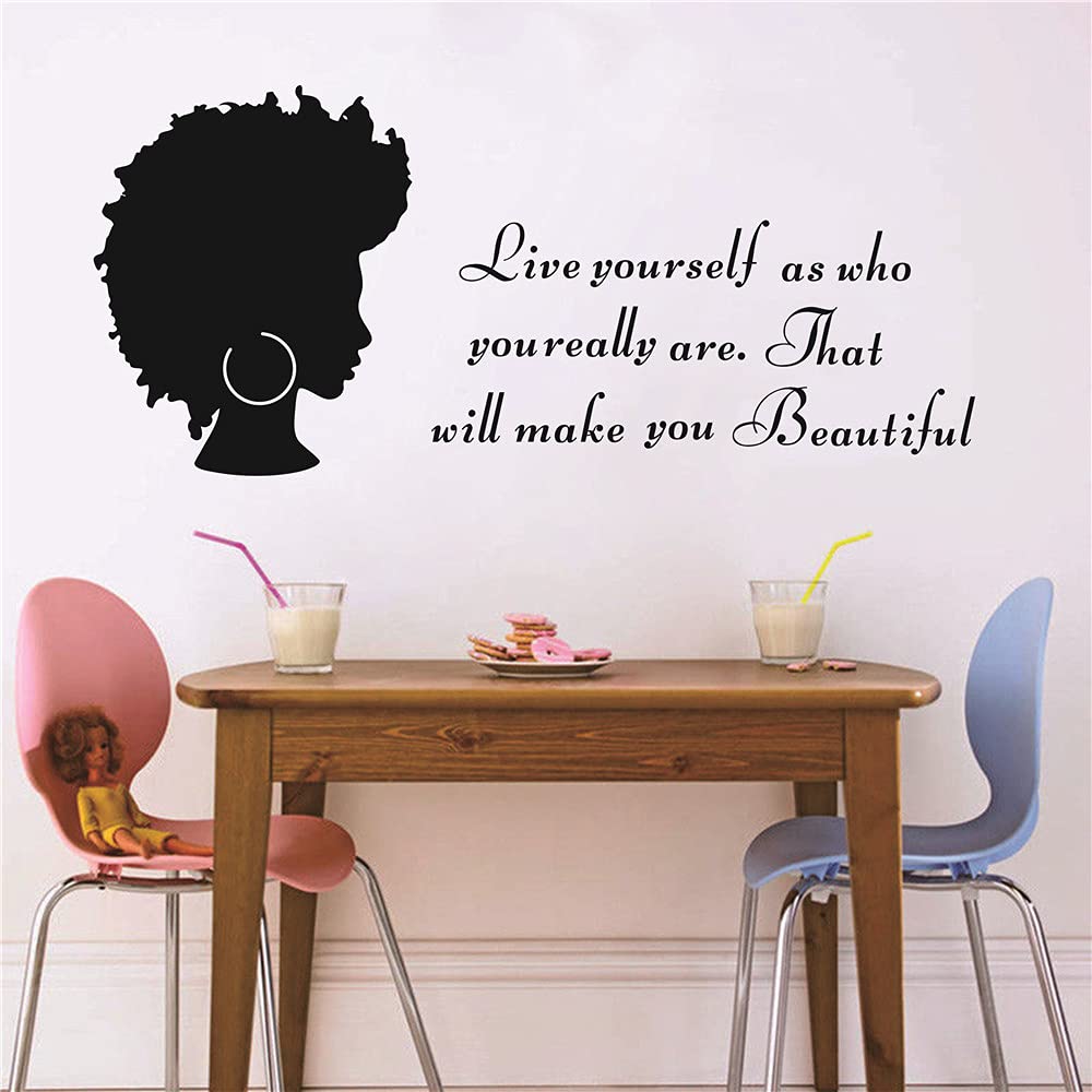 Home Decal African Woman Wall Sticker Quotes Inspirational Beautiful Words Black Women Wall Decor For Living Room Girl Rooom Bea