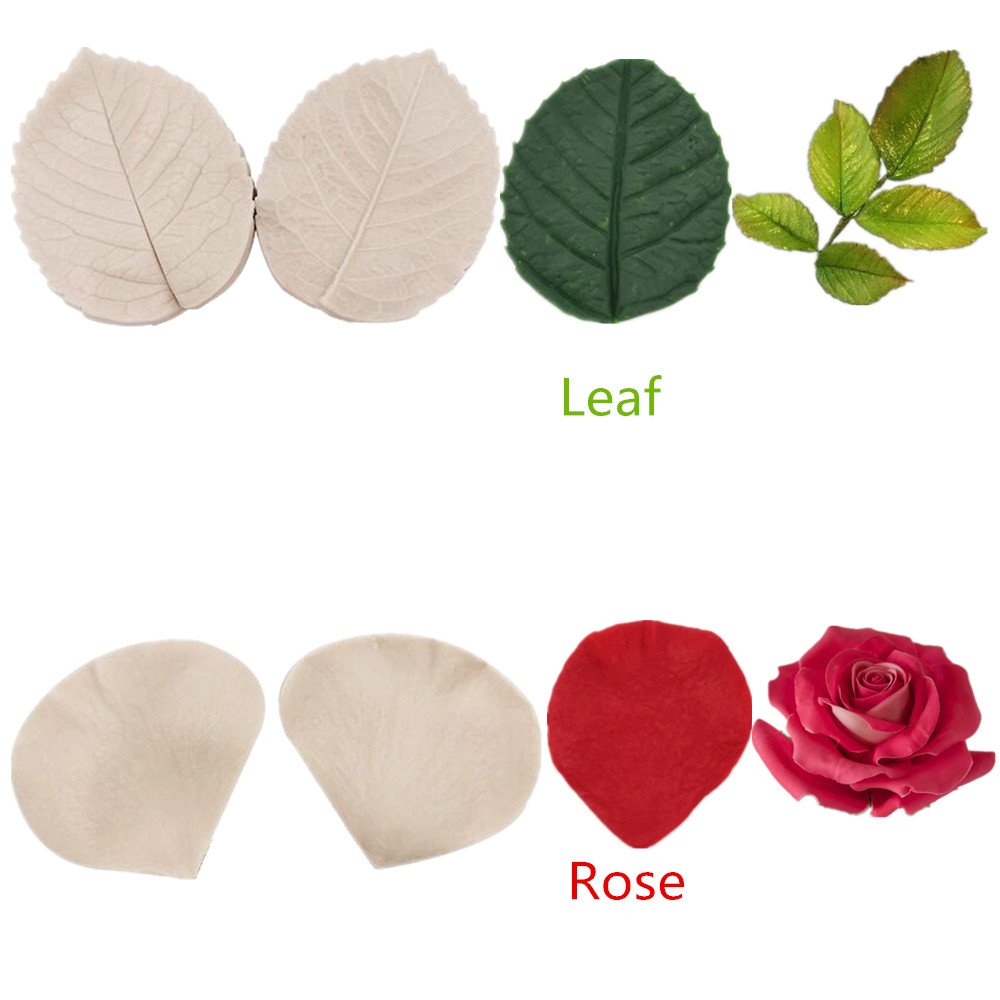 6Set Gumpaste Flower Silicone Veining Mold - Fondant Rose Veined Mold,Gum Paste Peony Flower Mold,Sugar Flower Cake Decorating T