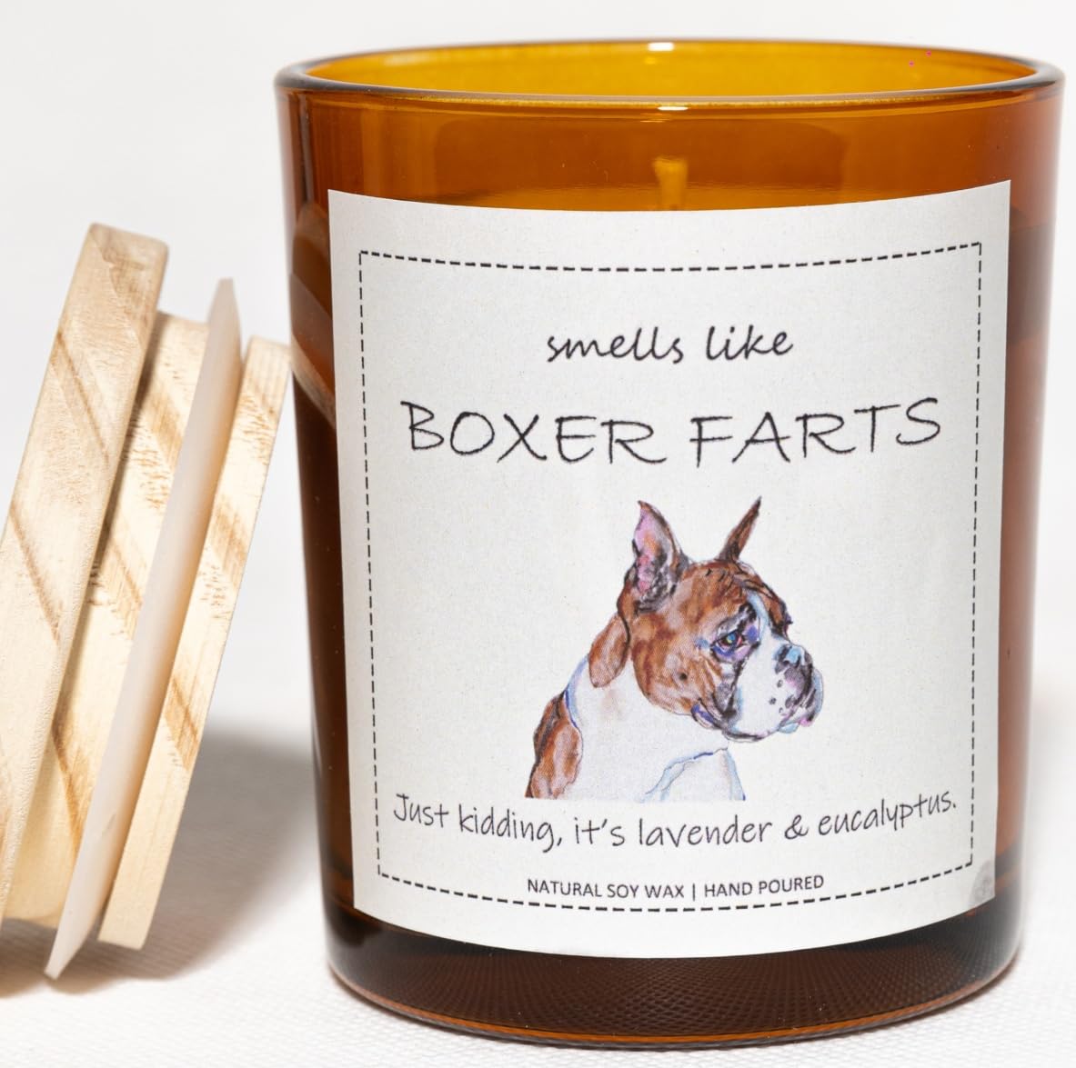 Boxer Dog Gifts & Decor, Boxer Dog Gifts for Women, Smells Like Boxer Farts Candle - Lavender & Eucalyptus, Crafted by Natural S