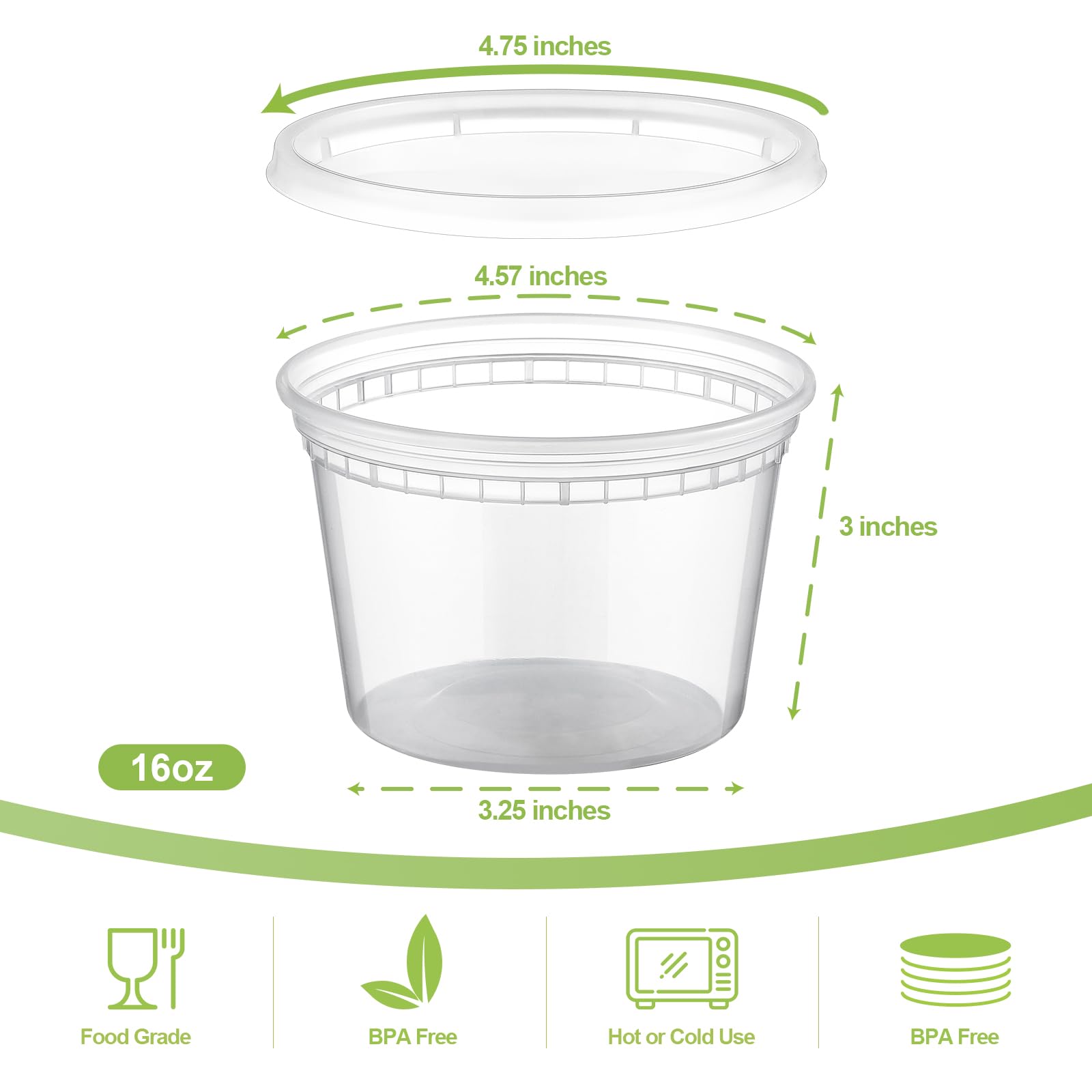 Aozita 32 Sets 16 Oz Plastic Deli Food Containers With Lids, Airtight Food Storage Containers, Freezer/Dishwasher/Microwave Safe