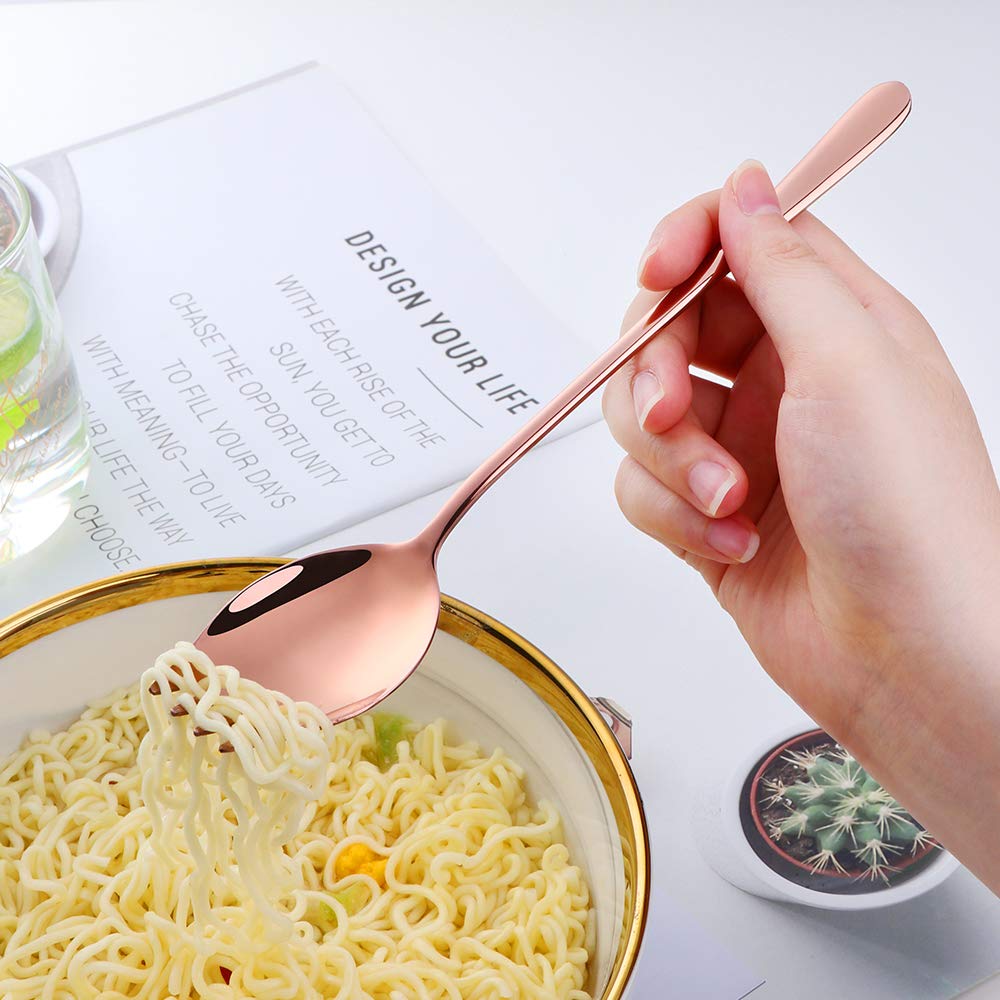 Buyer Star Rose Gold Sporks 2 In 1 Spoons Forks 5 Pieces Stainless Steel Reusable Metal Korean Soup Dinner Spoons Camping Flatwa