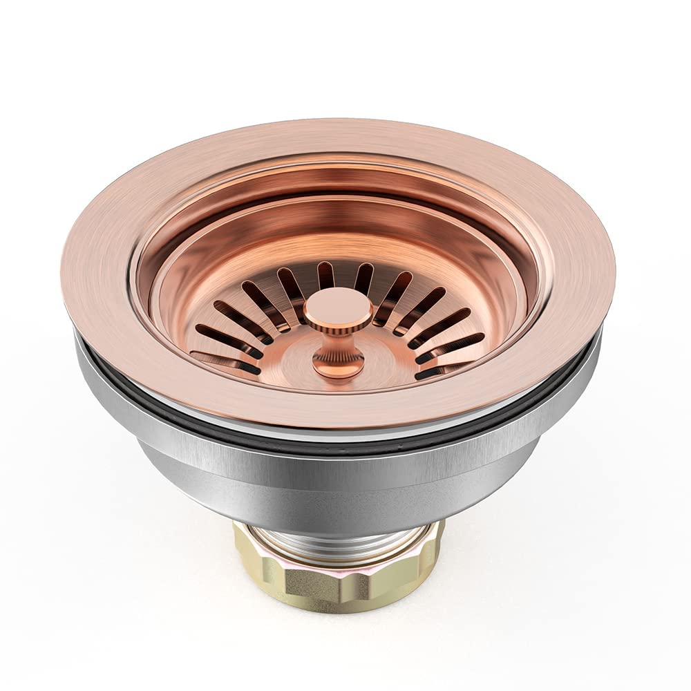 Botemy B9173 Kitchen Sink Drain Assembly 3-1/2 Inch With Removable Sink Strainer Basket/Stopper 304 Stainless Steel (Antique Cop