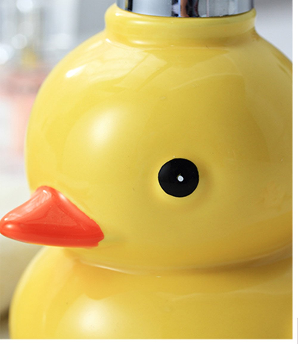 123Arts Ceramics Duck Soap Dispenser with Stainless Pump Soap Bottle or Lotion Bottle Home Decoration