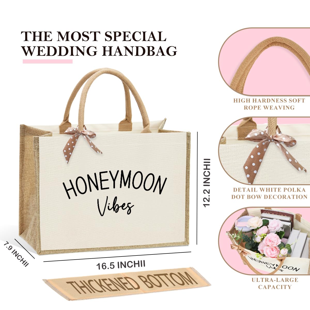 KongMoTree Bride Bag, Bride Gifts, Bridal Shower Gifts, Brides Canvas Tote Bag, Wedding Bachelorette Honeymoon Vibes Gift Brides