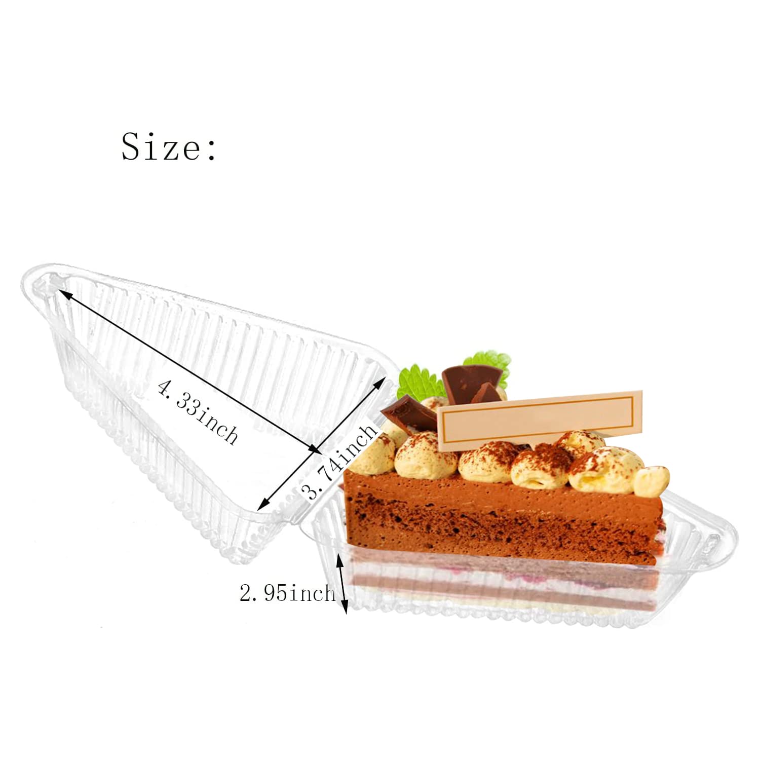 Goiio 100 Pieces Cake Slice Plastic Containers, 4.33 Inches Hinged Lid Cheese Cake Container, For Home, Bakery And Cafe