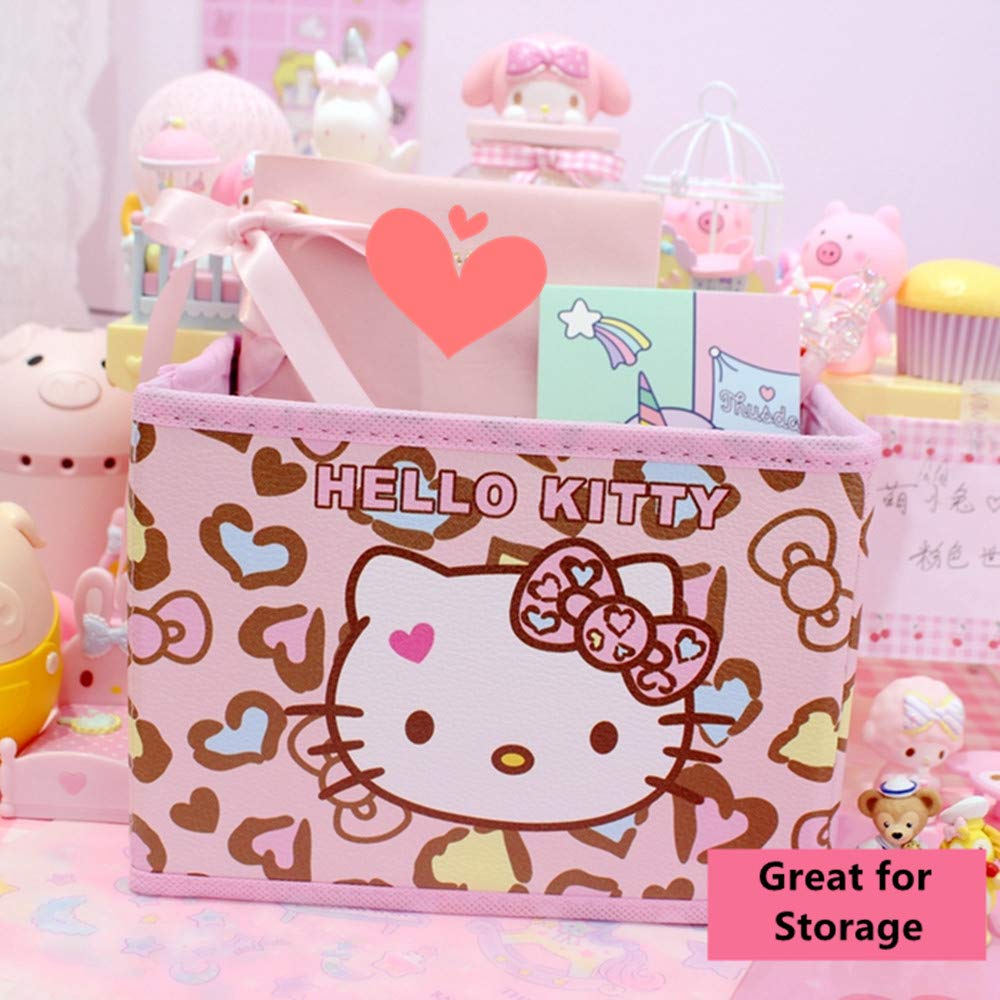 Kerr's Choice Collapsible Storage Bin Kitty Foldable Baskets  Kawaii Office Desk Organizer Room Decoration Cute Room Decor Cute Functional Container