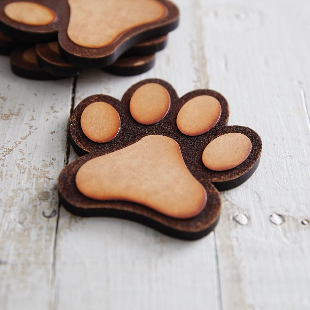 Set Of Four Wood Burned Paw Coasters