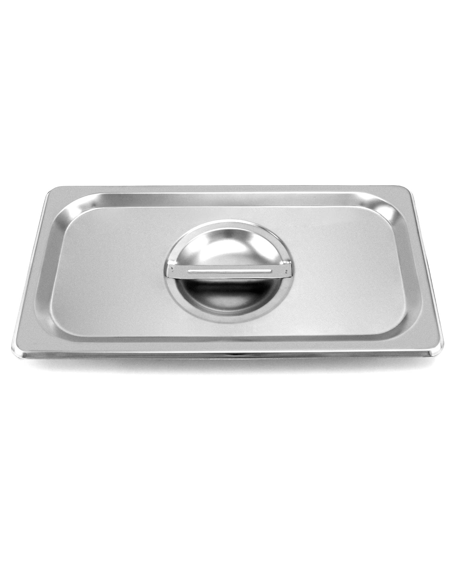 Qwork Solid Pan Lid With Handle, 4 Pack Stainless Steel Steam Table Pan Cover, For 1/3 Size Steam Pans