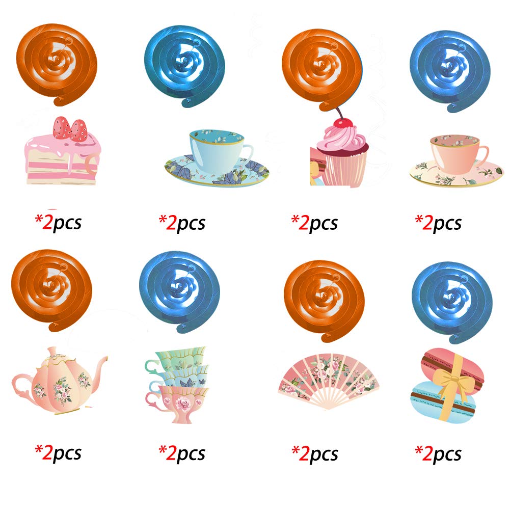 Anor Wishlife Tea Hanging Swirl Decorations,Mad Hatter,Vintage,Teacup For Garden,Party,Together,Ceiling,Home,Office,Bedroom (30C