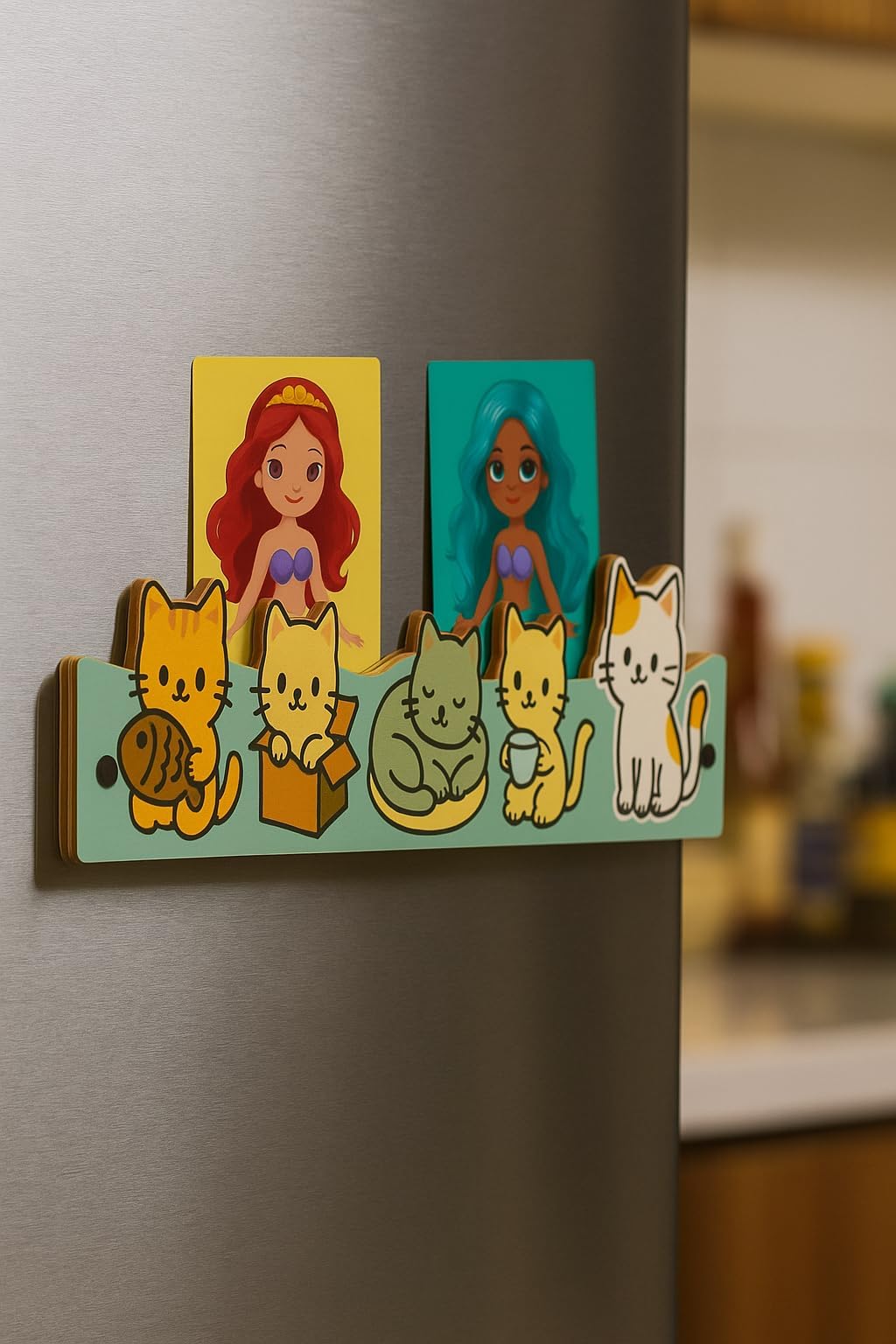 Boenjoy Gifts- Cute Cat Magnetic Photo Frame Stand For Fridge | Cute Animal Design | Photo Holder For Refrigerator, Office & Hom