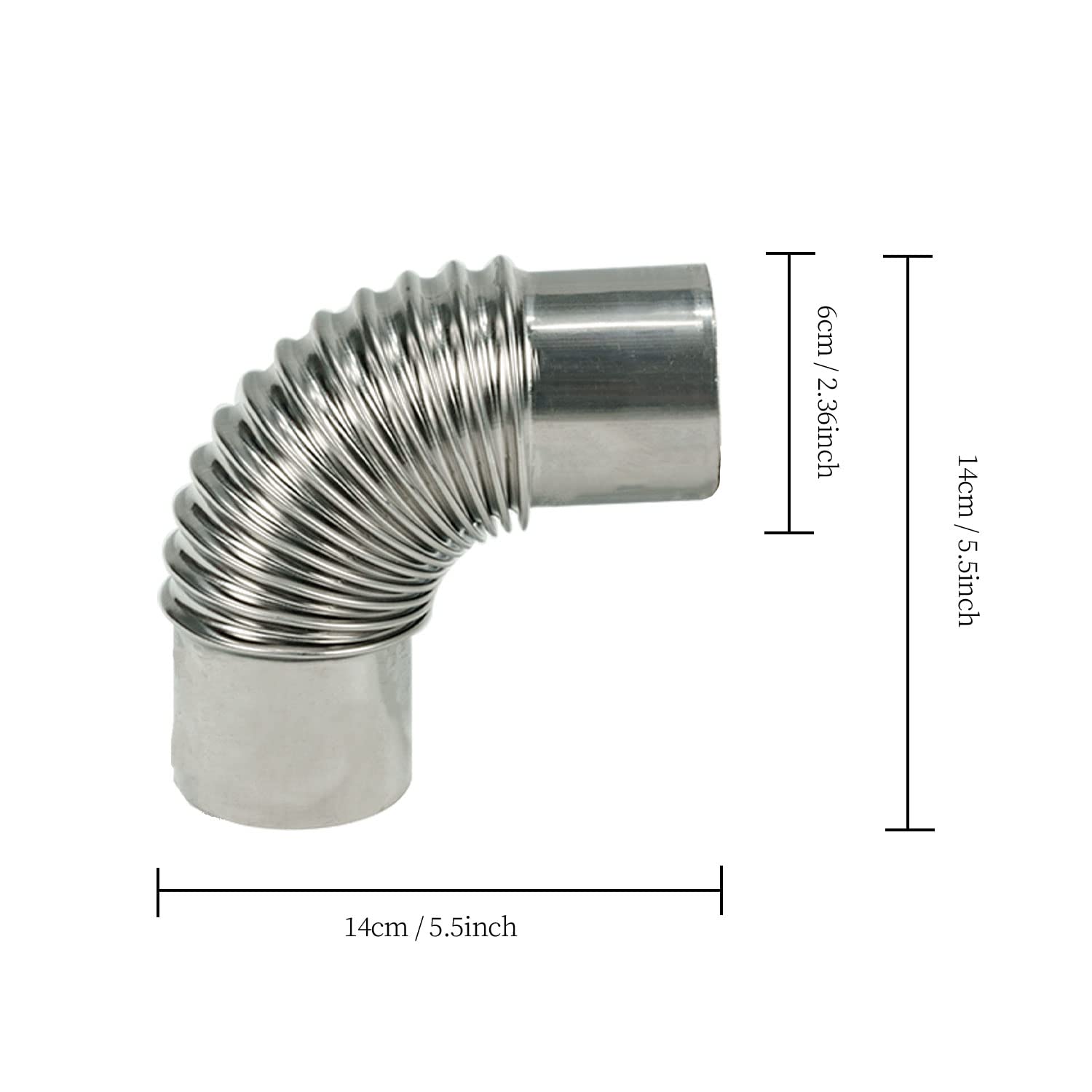 Firehiking 90 Degree Stove Pipe 2.36Inch/6Cm Stainless Steel Flue Extension Elbow Chimney For Outdoor Wood Stove (2Elbows)