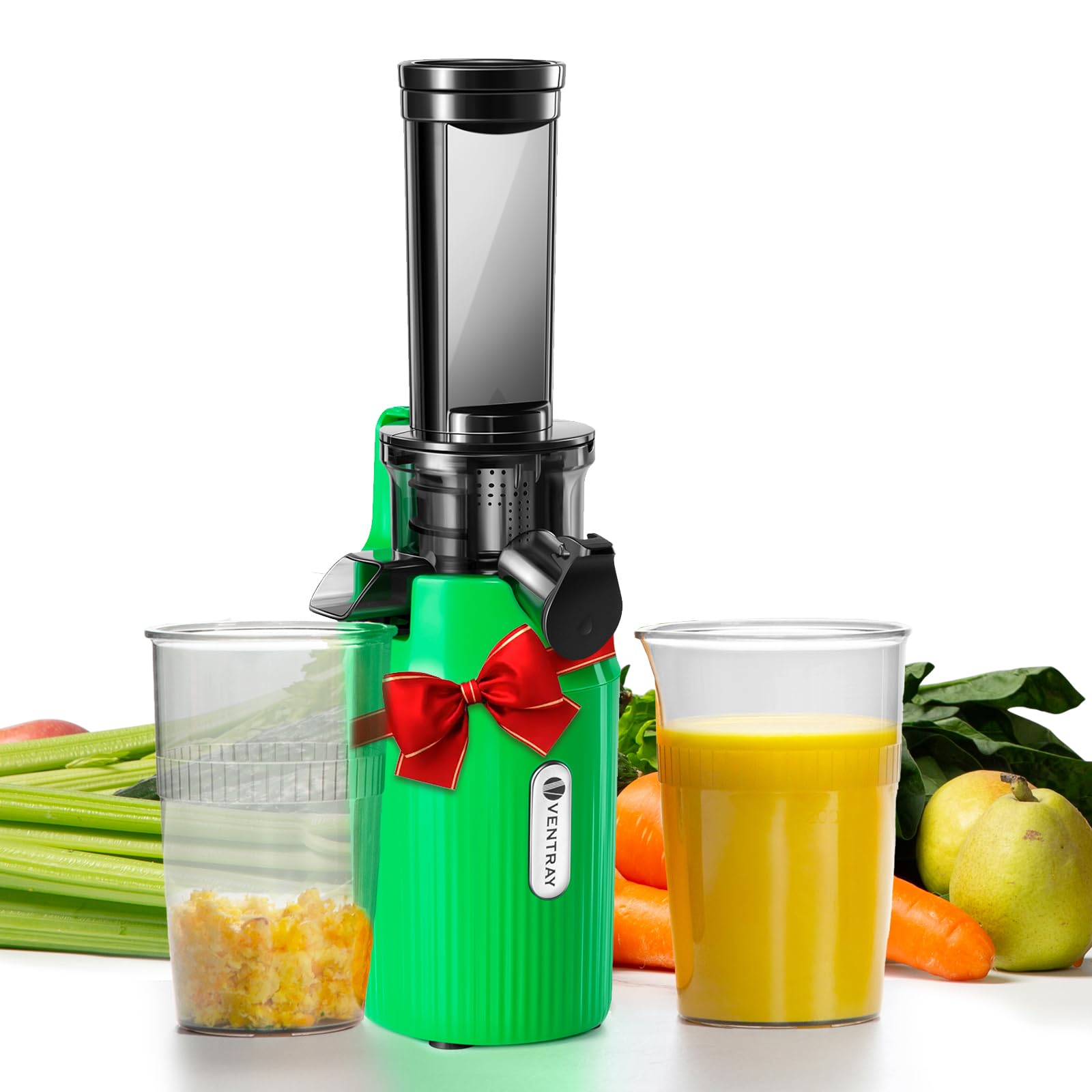 Ventray Ginnie Mini Cold Press Juicer, Small Slow Masticating Juicer for Vegetables Fruits, High Juice Yield, Easy to Clean, Spa