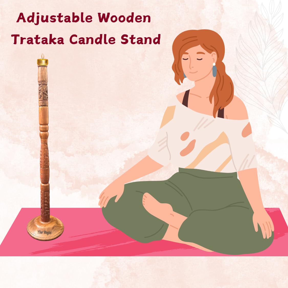 The Yogis Trataka Candle Stand for Opening Third Eye Meditation with Brass Diya and Eye Wash Cup