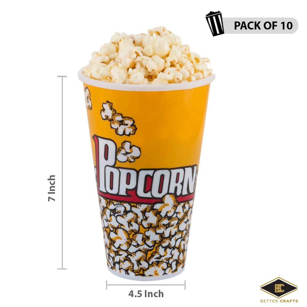 Set Of 10 Yellow Popcorn Bowl Tubs. 7 X 4.5 Inches. Perfect For Having A Movie Night At Home, Parties, And More!