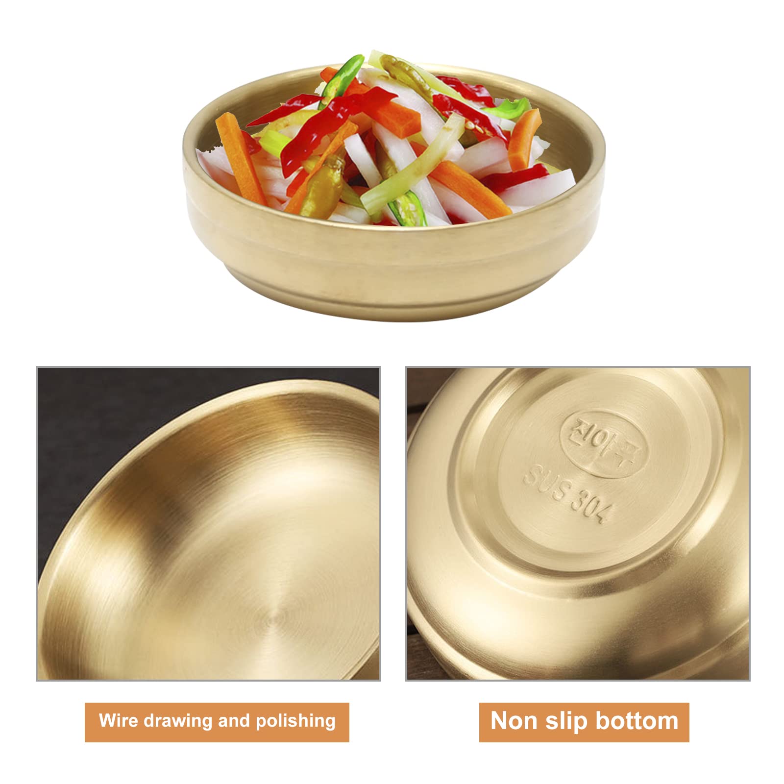 Mdeoosky 4Pcs Mini Stainless Steel Sauce Dish 3.54In Appetizer Plates Double-Deck Plates 304 Stainless Steel Plates For Oil Vine