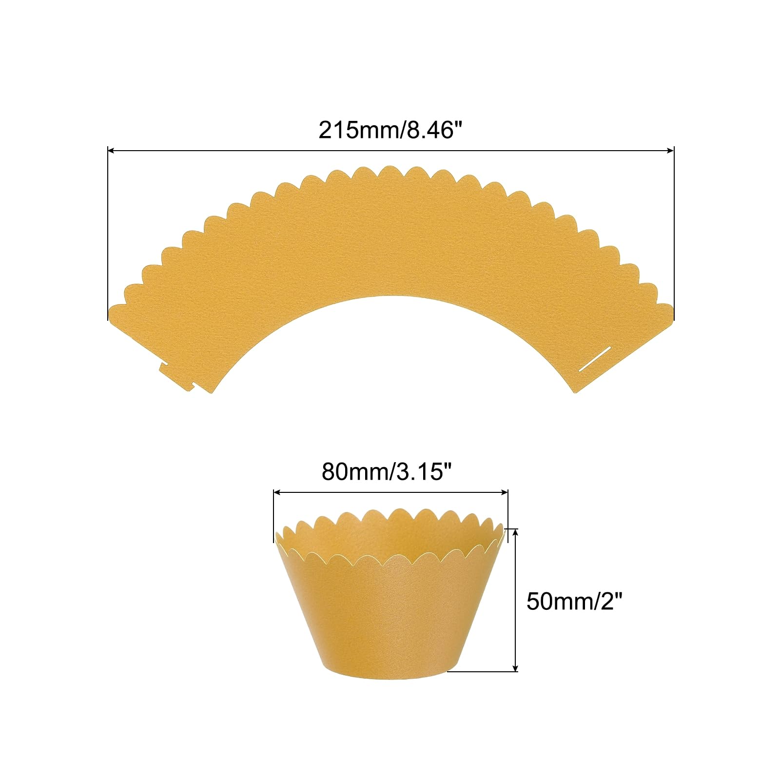 Patikil Cupcake Wrappers Paper, 50 Pack Baking Cups Standard Wave Decoration For Anniversary Birthday Weddings And Parties, Gold
