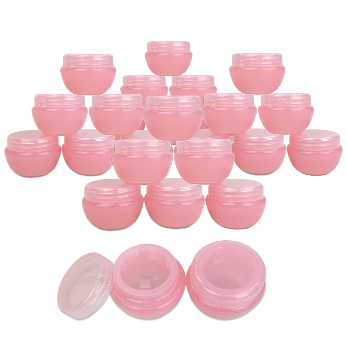Beauticom 24 Pieces 10G/10Ml Pink Frosted Container Jars With Inner Liner For Lotion, Toners, Lip Balms, Makeup Samples - Bpa Fr