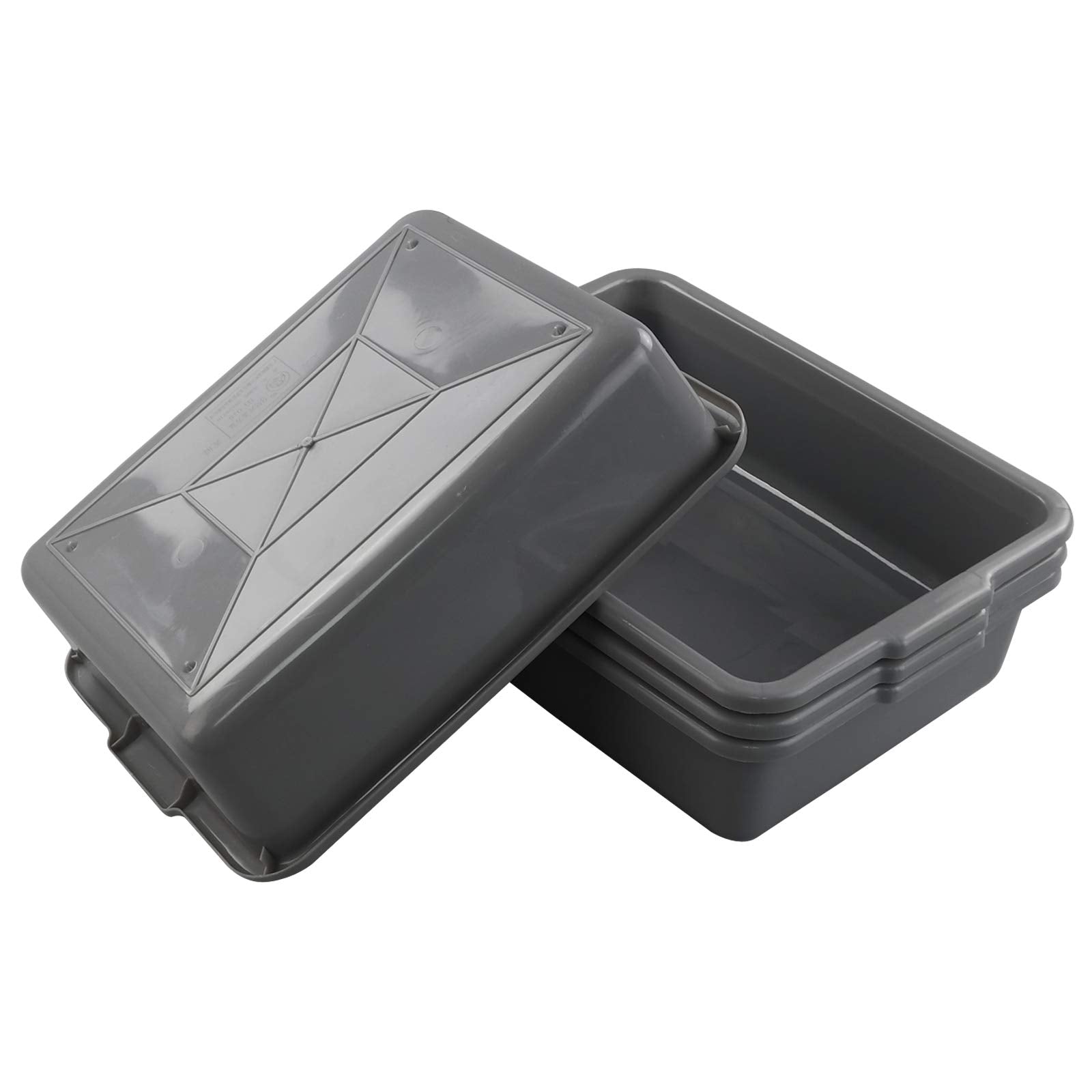 Cadineus 4 Packs 8 Liter Grey Commercial Bus Tub Box Tote Dishpan