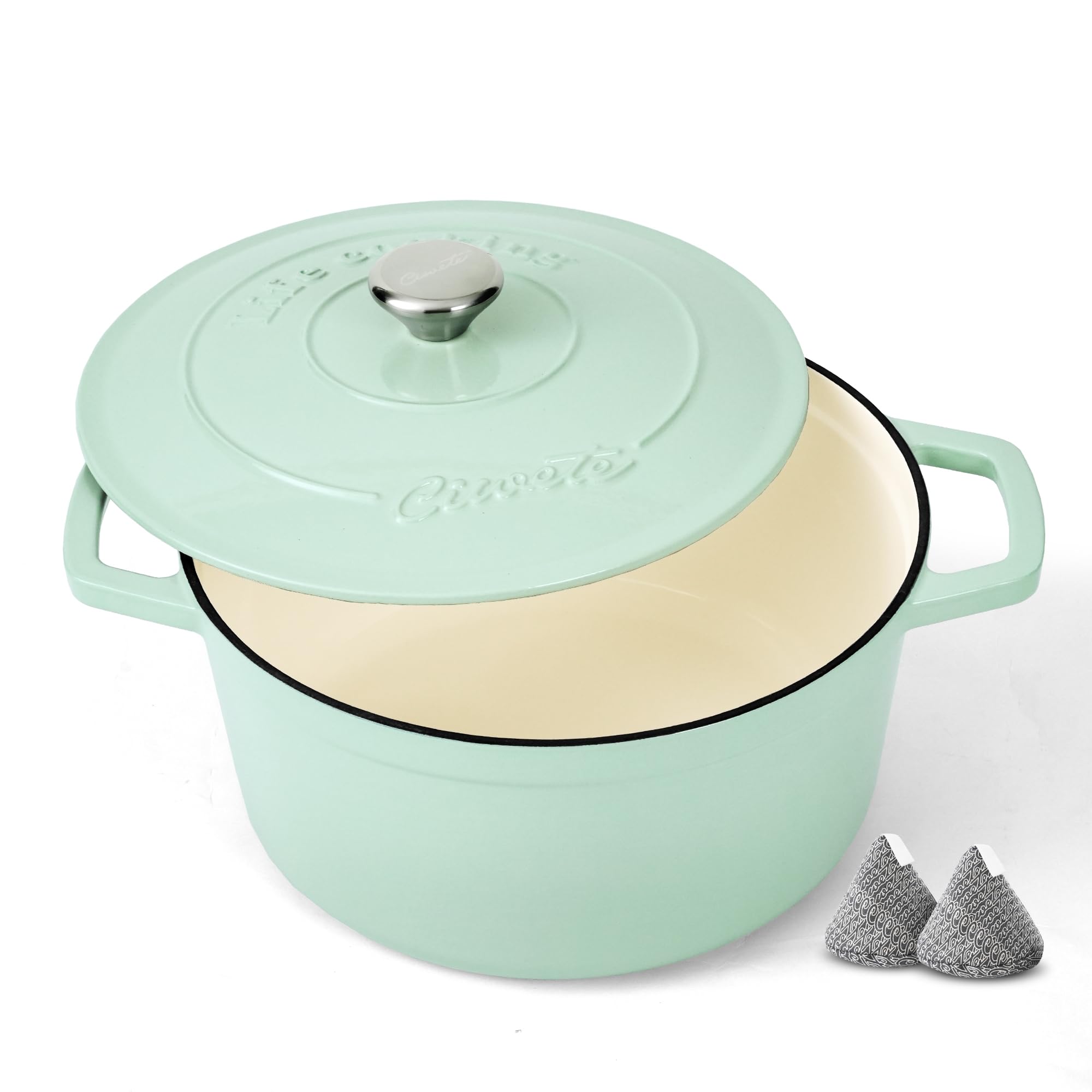 Ciwete 4.4 Qt Dutch Oven Pot With Lid - Mint Green