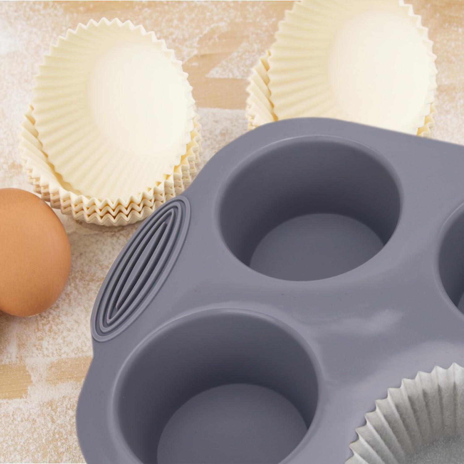Silicone Muffin Pan - 6-Cavity Nonstick Baking Tray For Muffins, Cupcakes, Brownies And More - Food Grade And Bpa Free - Pack Of