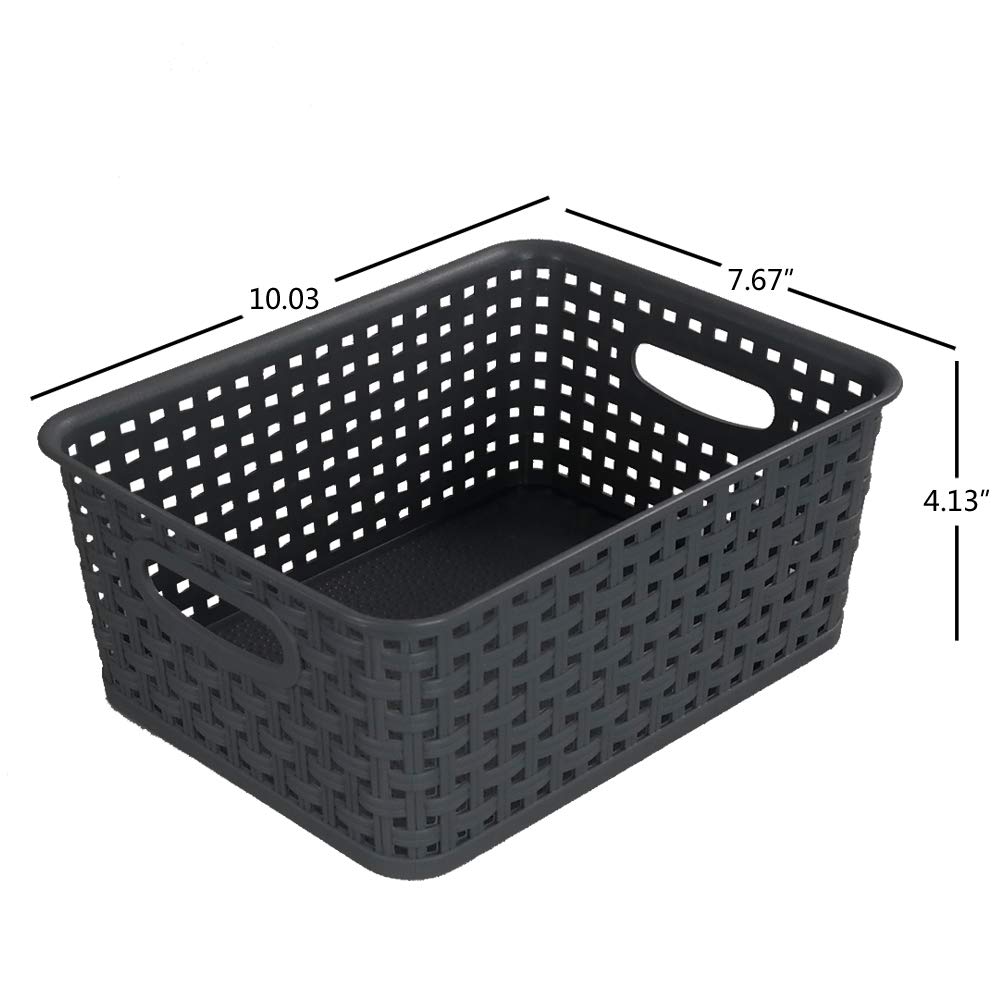 Annkkyus 6-Pack Small Weave Basket Bins, Plastic Basket For Storage
