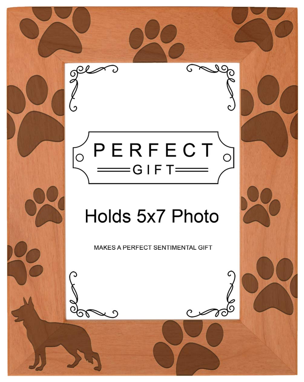 Gifts For All By Rachel Olevia Dog Lover Gift German Shepherd Paw Prints Natural Wood Engraved 5x7 Portrait Picture Frame Wood