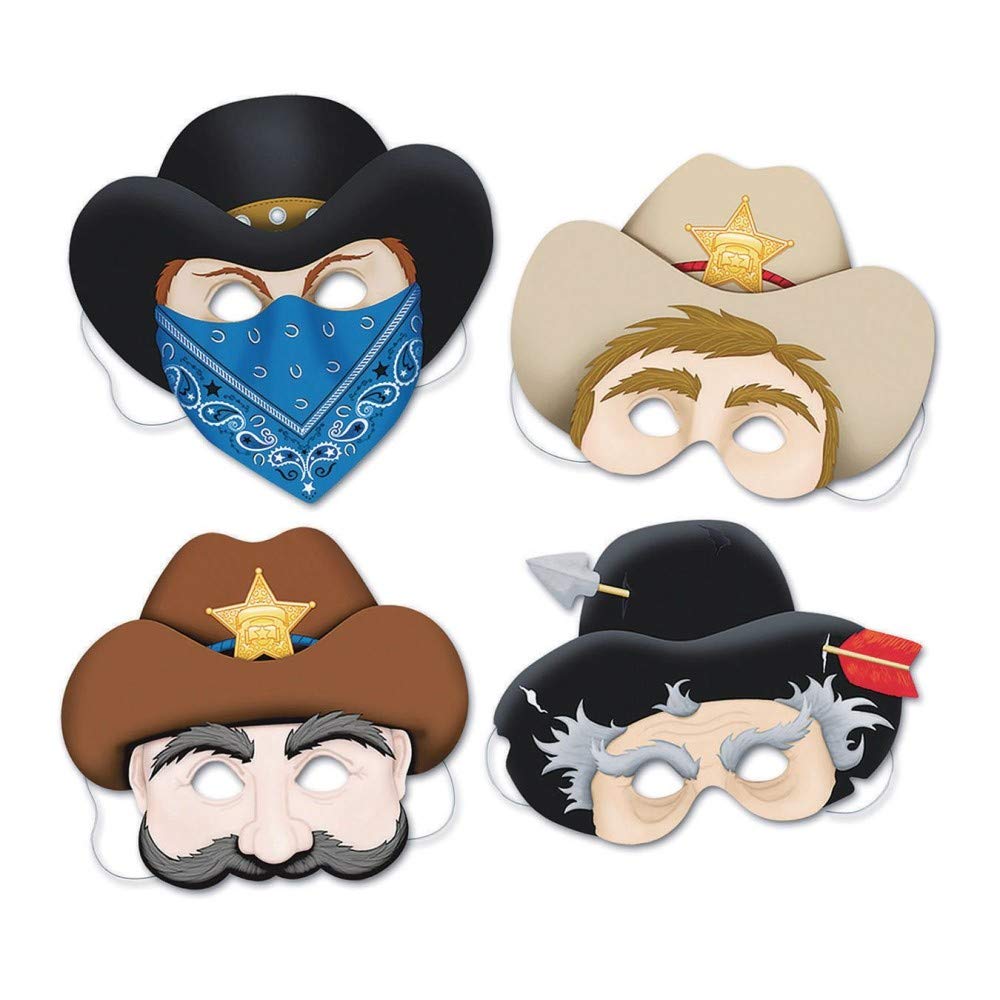 Western Party Paper Masks (4 Ct)