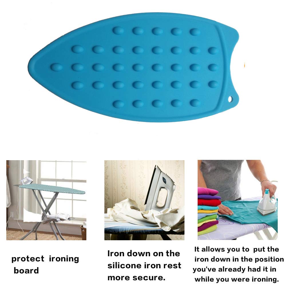 Tangser Multipurpose Silicone Iron Rest Pad For Ironing Board Hot Resistant Mat,Silicone Heat Resistant Iron Rest Pad (Blue)