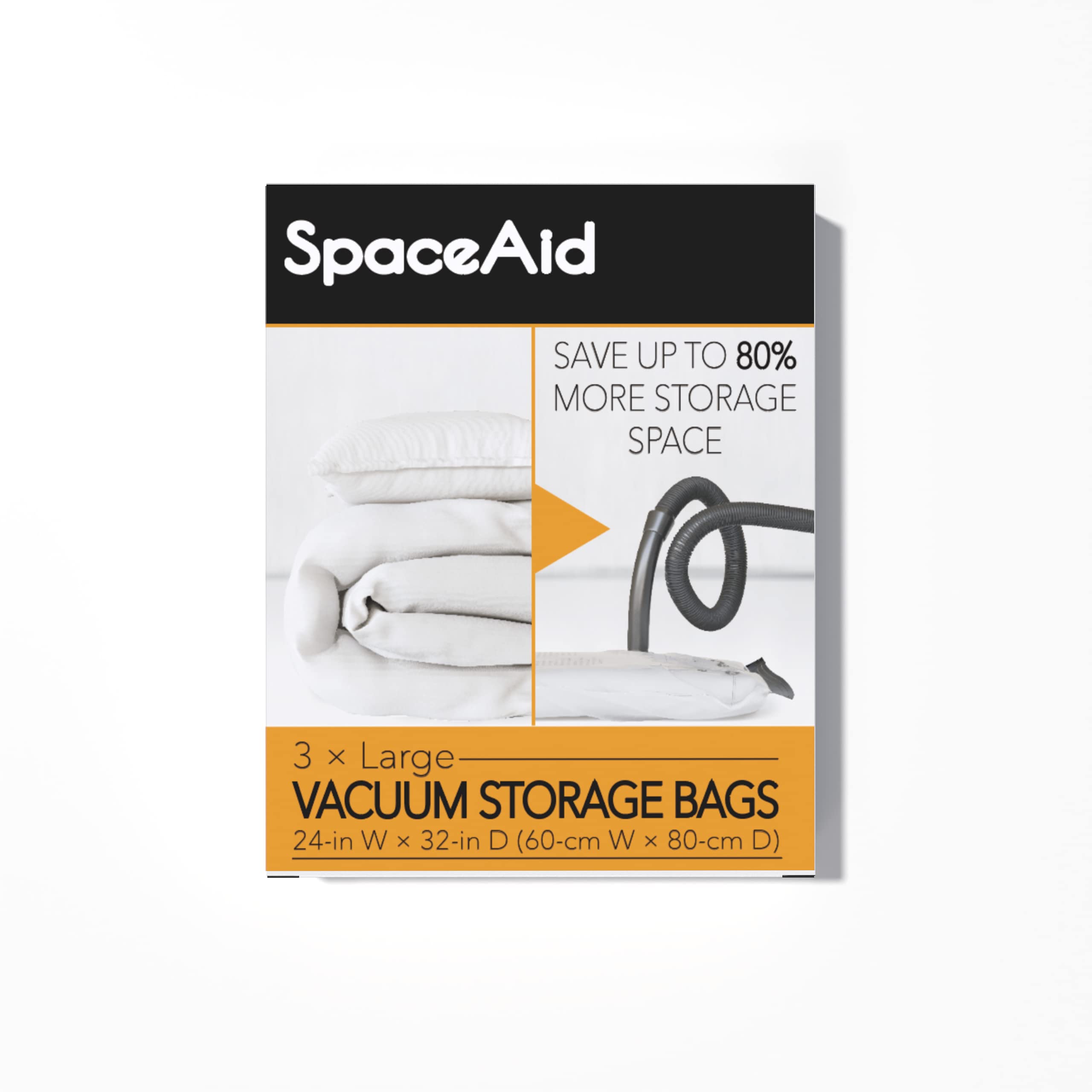 Spaceaid Vacuum Storage Bags, Space Saver Sealer Compression Bags For Comforters, Blankets, Pillows, Bedding, Clothes (Large 3 P