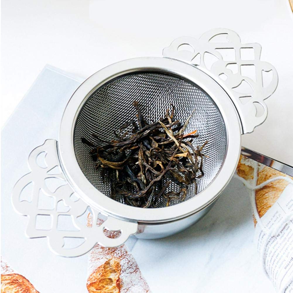 2 Pack Tea Strainers With Drip Bowls,Stainless Steel Loose Leaf Tea Strainers-The Empress Tea Strainer Mesh Tea Infuse With Doub