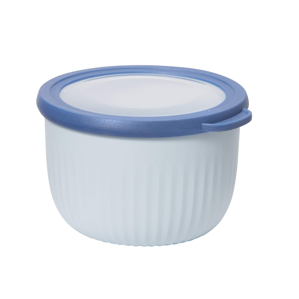 Oggi Prep, Store & Serve Plastic Bowl W/See-Thru Lid- Dishwasher, Microwave & Freezer Safe, (0.7 Qt) Blue W/Dk Blue Lid