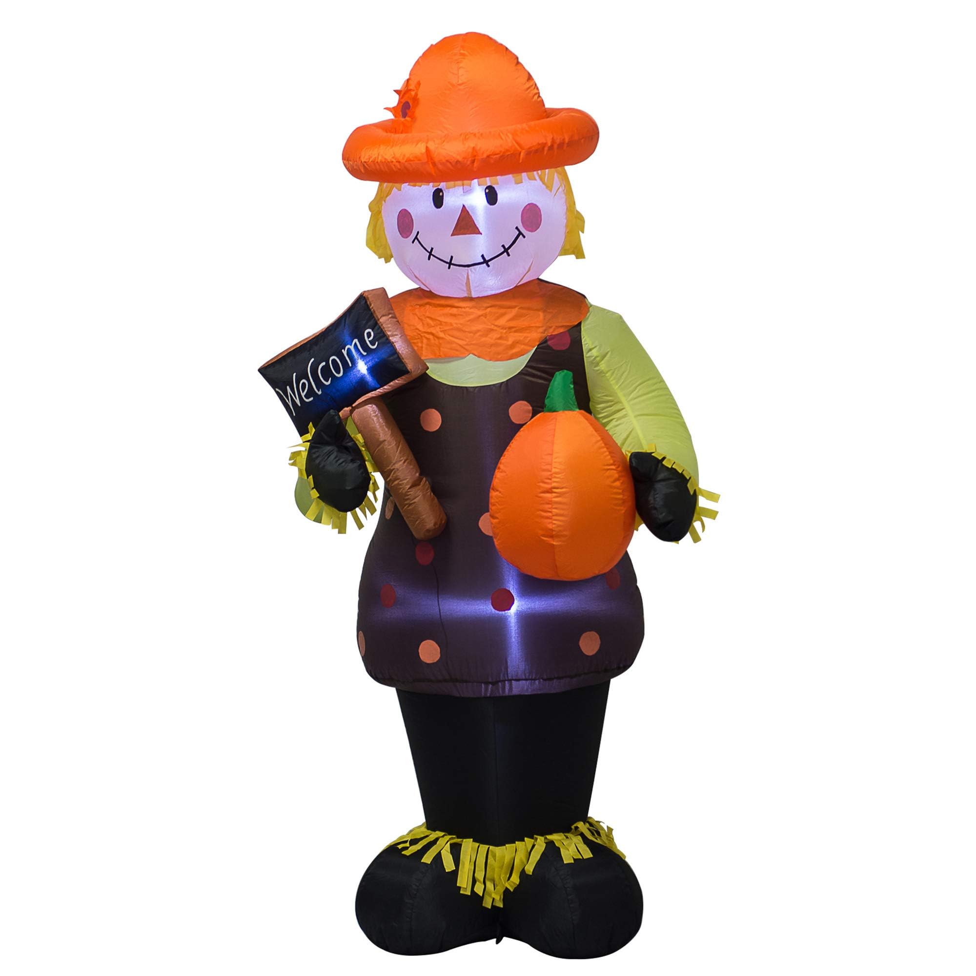 4-Foot Fall Thanksgiving Harvest Inflatable Scarecrow with Pumpkin Blowout for Indoor and Outdoor Patio Lawn Decorations