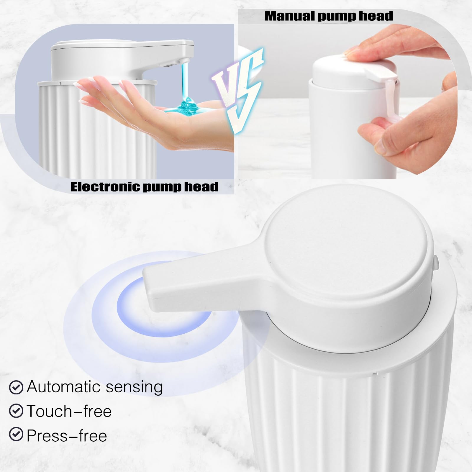 Automatic Soap Dispenser Liquid For Kitchen: 9 Oz Touchless Plastic White Modern Auto Soap Dispenser For Bathroom - Hand Dish Lo