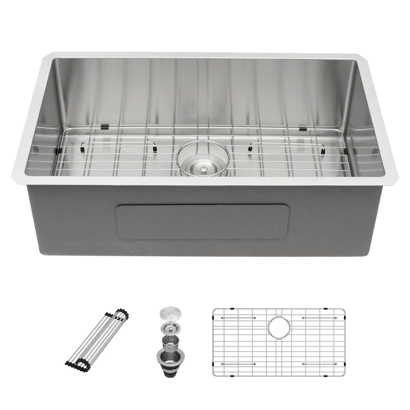 33 Kitchen Sink Undermount - Sarlai 33 x19 Inch Kitchen Sink Undermount Single Bowl Stainless Steel 16 Gauge Under Counter Sink Rectangular Deep Basin