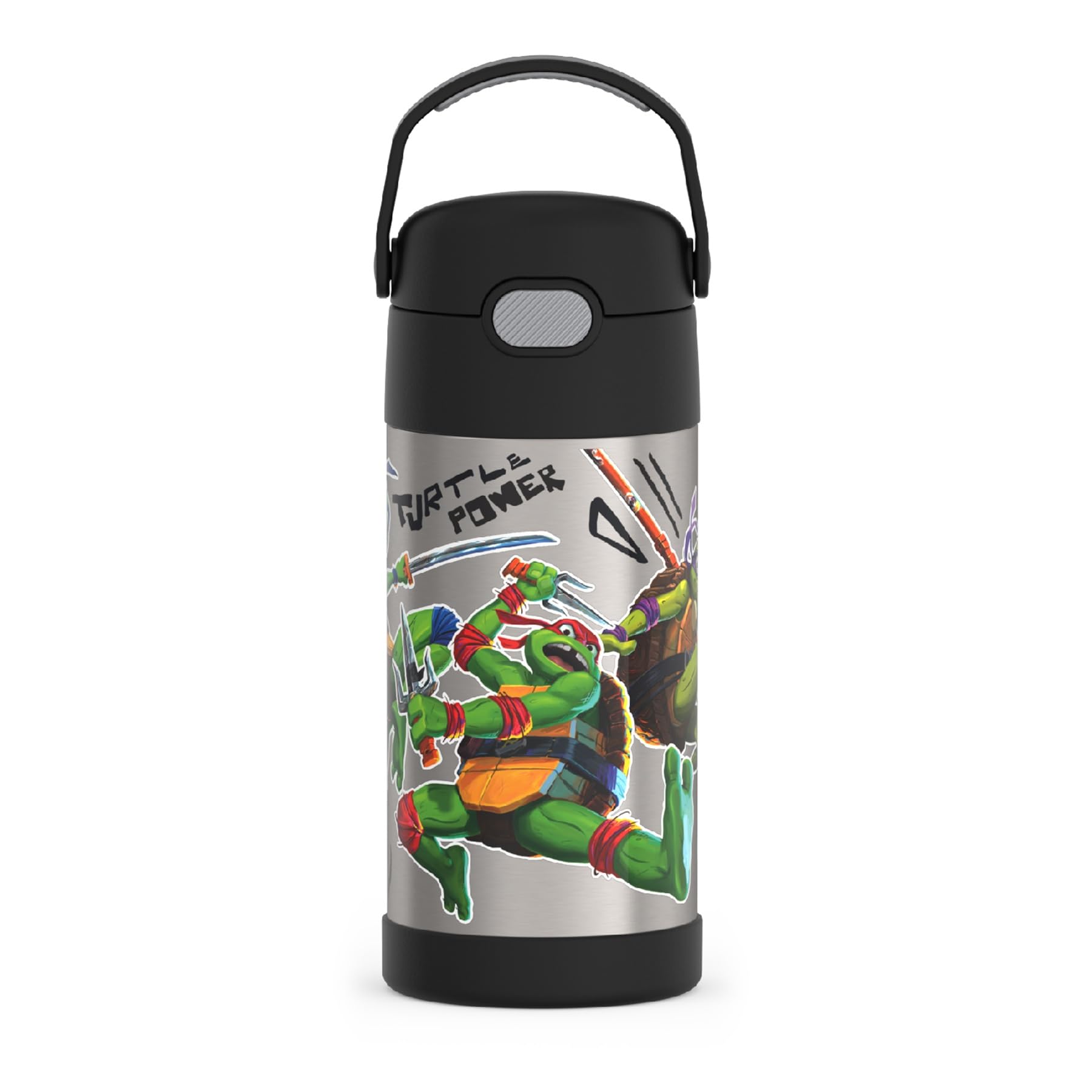 Thermos Funtainer Water Bottle With Straw - 12 Ounce, Teenage Mutant Ninja Turtles - Kids Stainless Steel Vacuum Insulated Water