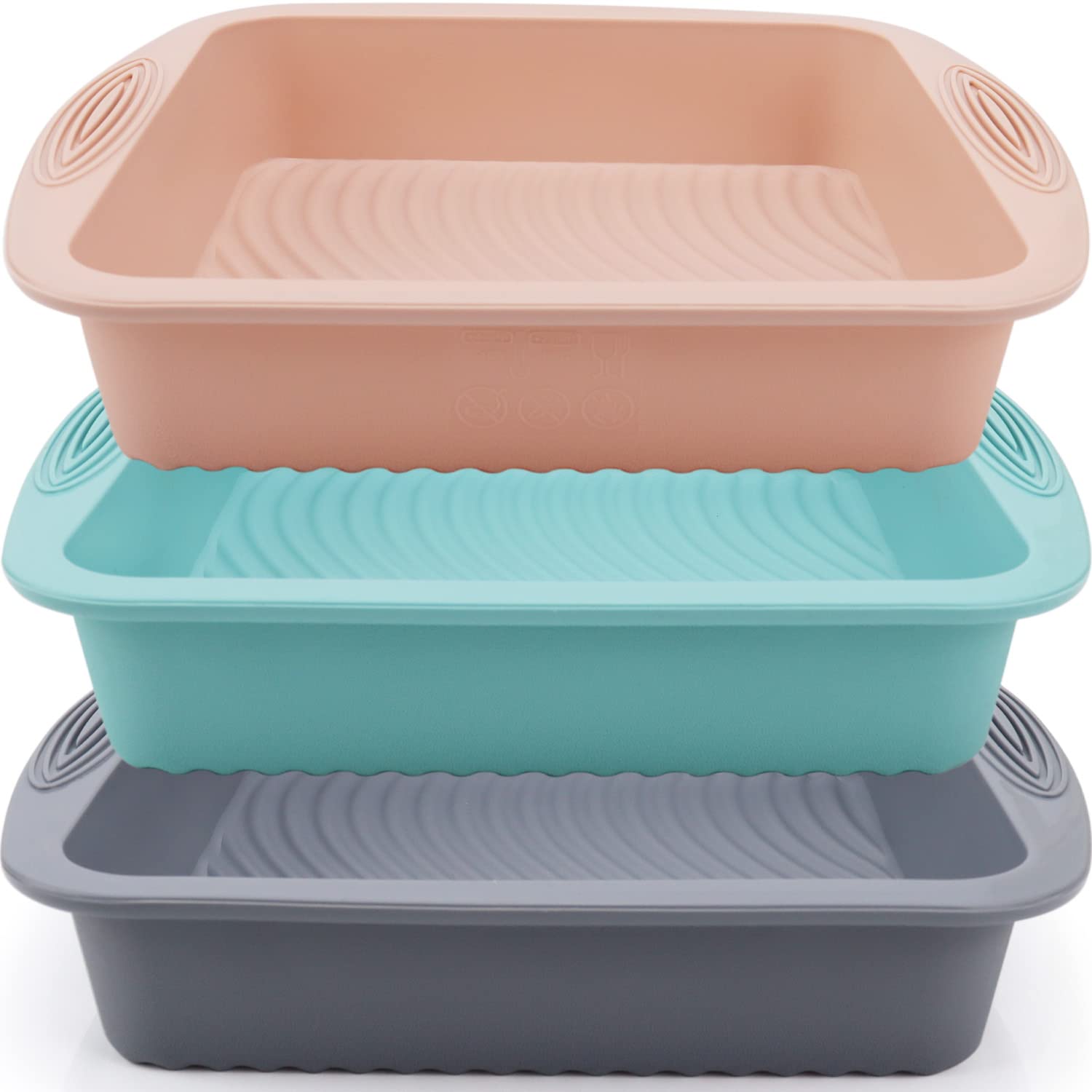 Baocuan Silicone Square Cake Pan - Non-Stick, Easy Release, Heat Resistant For Baking Cakes, Brownies, Cheesecakes And More 8.5