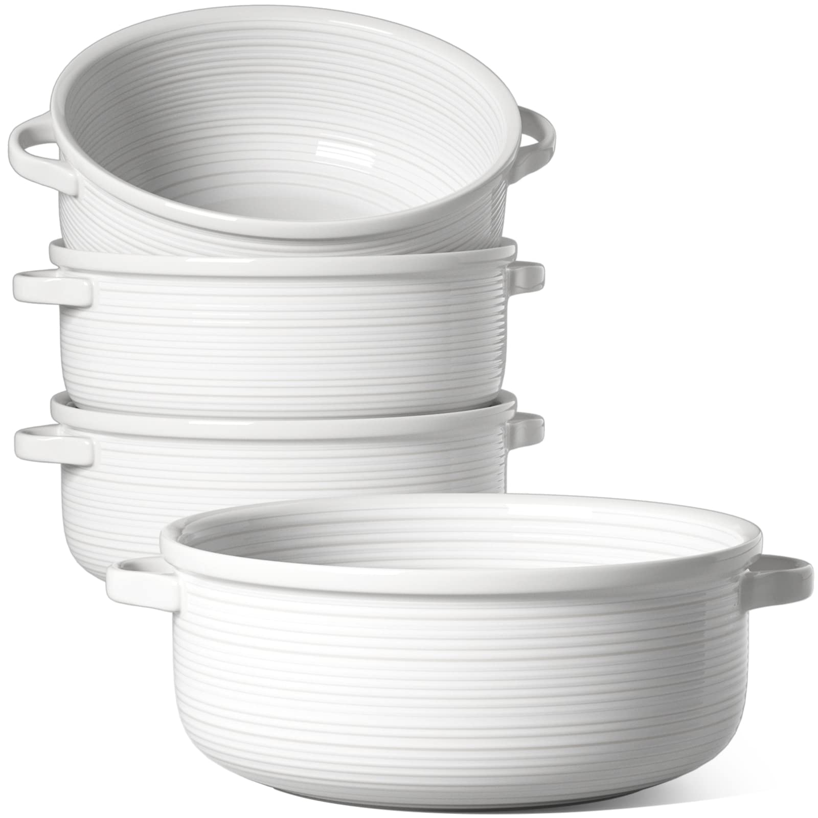 Le Tauci Soup Bowls With Handles, Ceramic French Onion Soup Bowls 22 Ounces For Soup, Cereal, Chilli, Beef Stew, Stackable Servi