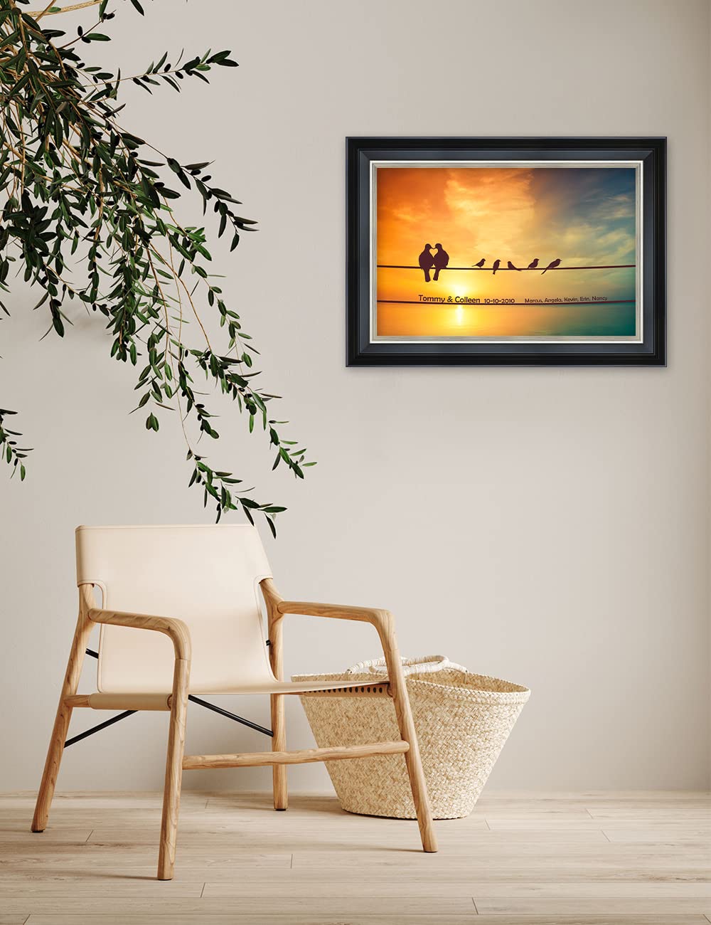 Ipic - We Are Family Personalized Framed Wall Art With Names And Date On, Giclee Prints With Solid Wood Frame, Customized Gift A