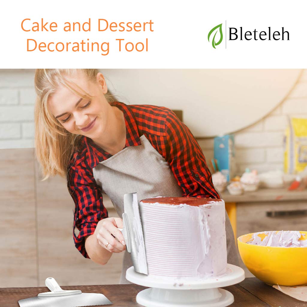 Bleteleh Extra Wide 10-Inch Stainless Steel Cake Decorating Comb For Tall Large Cakes, Pastry And Icing Comb With Fiber-Reinforc
