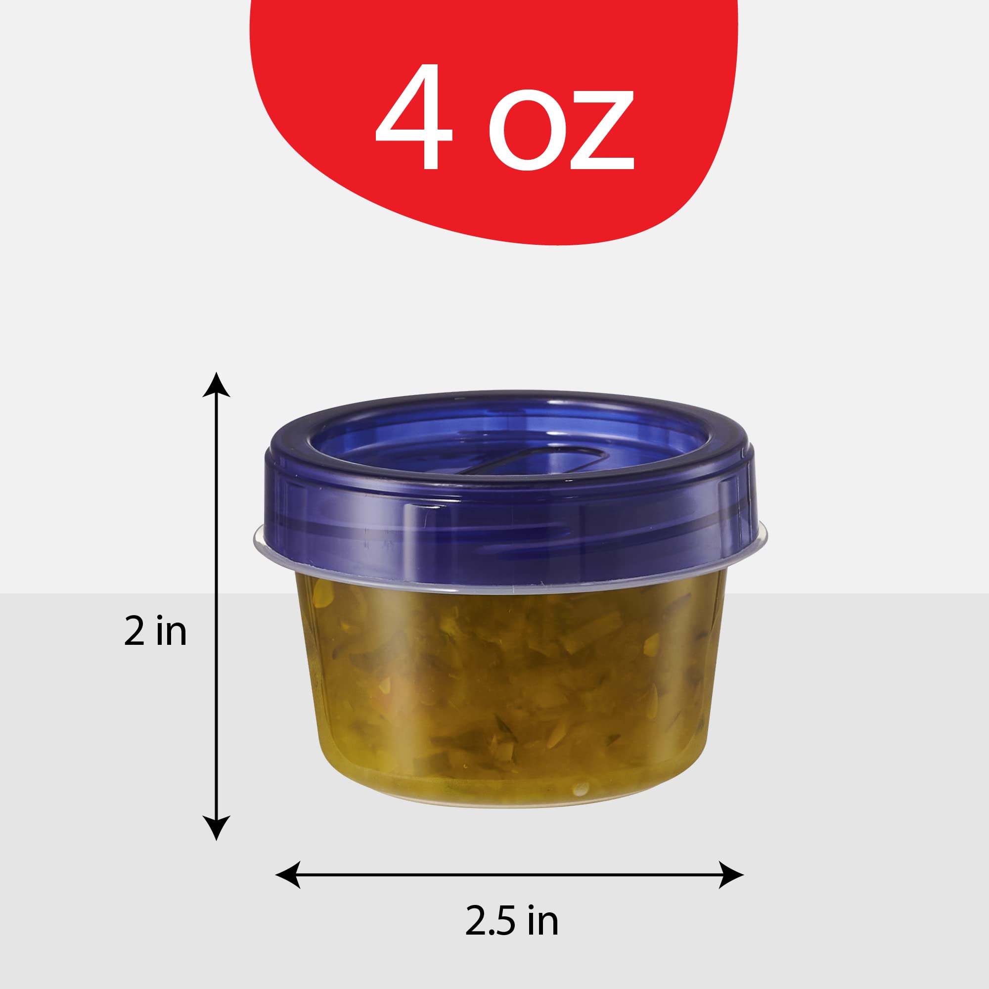 Plasticpro 6 Pack Twist Cap Food Storage Containers With Blue Screw On Lid- 4 Oz Reusable Meal Prep Containers - Small Freezer C
