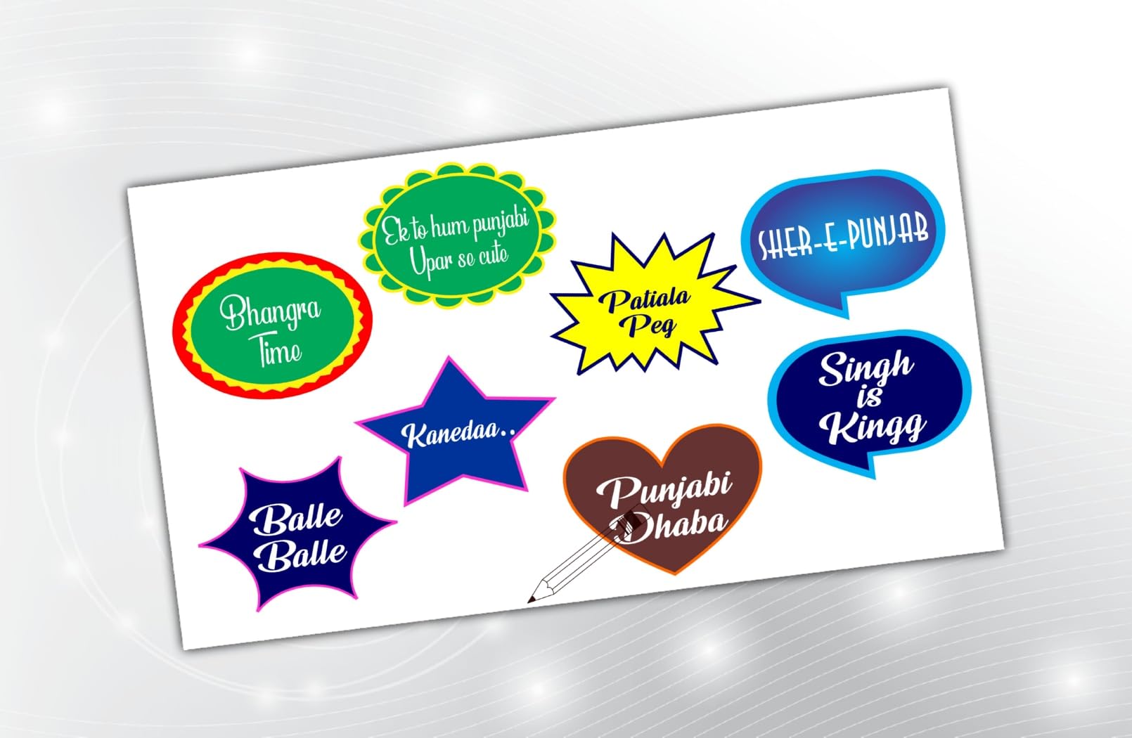 PartyStuff Punjab Theme Props  Punjab Speech Bubbles (8 Cards)