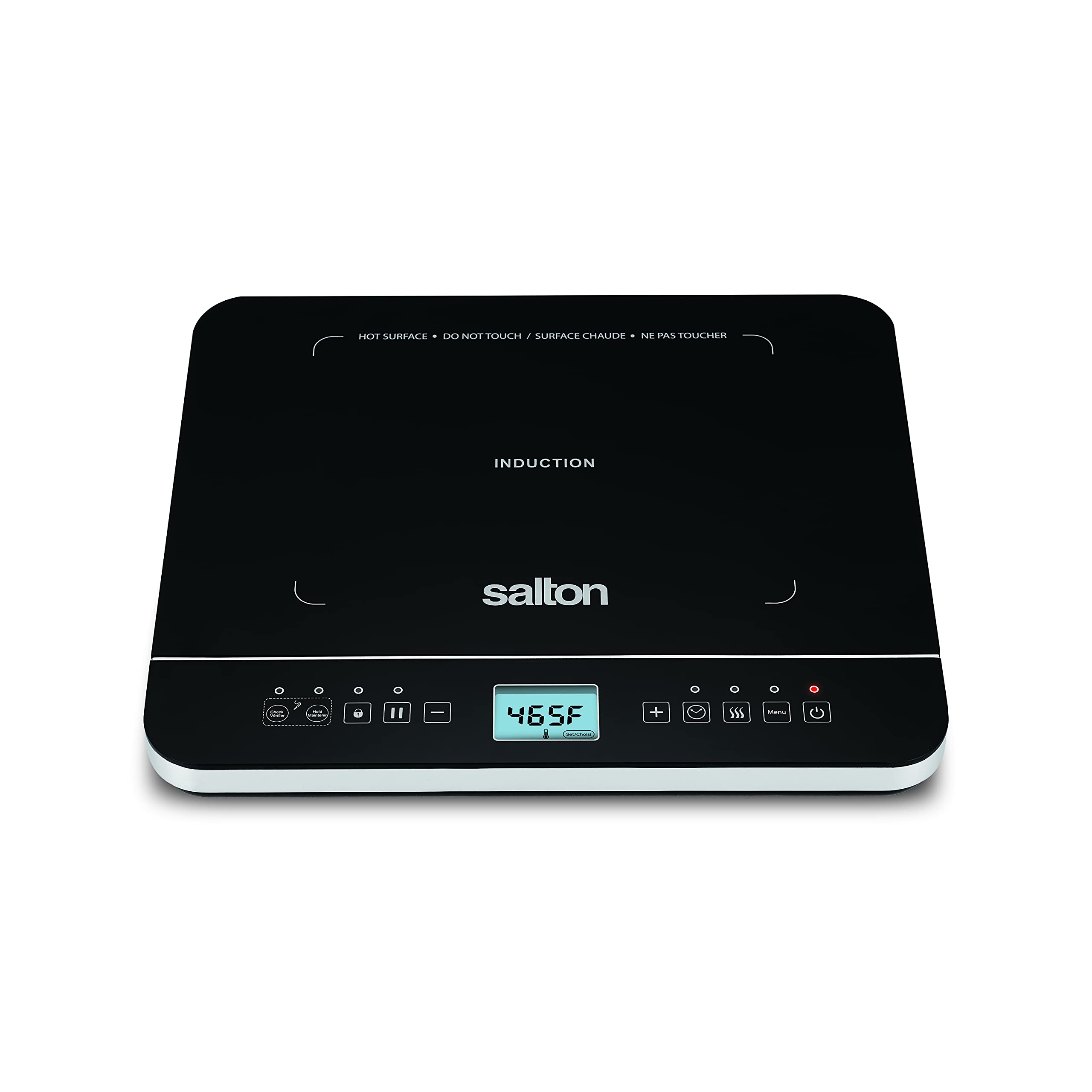 Salton Portable Induction Cooktop With Temperature Probe And Included Magnet Tester, 1800 Watts , Black/Grey