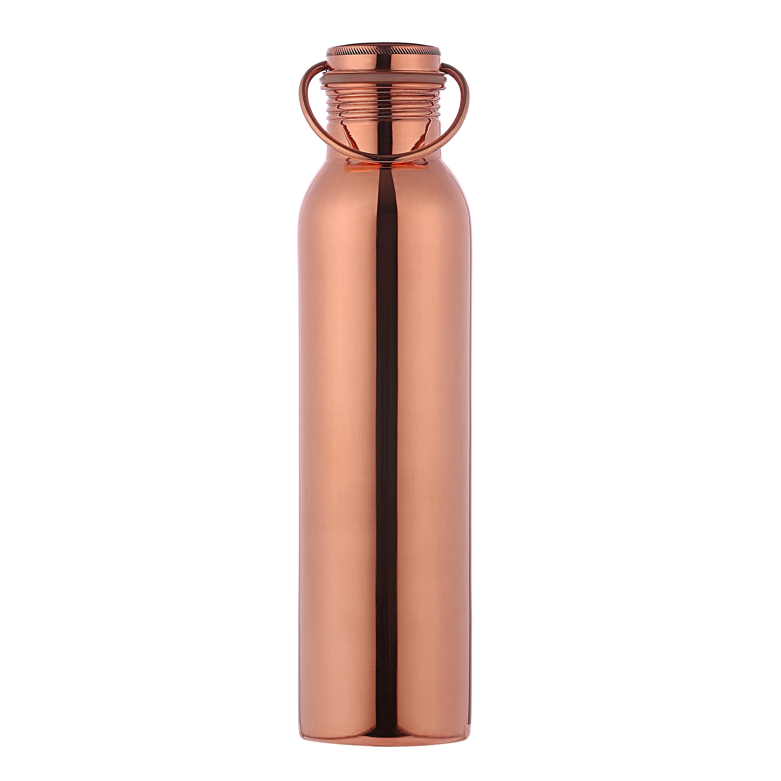 Healthgoodsin Pure Copper Water Bottle With Carrying Handle Seamless Leakproof Ayurvedic Water Bottle 1000 Ml