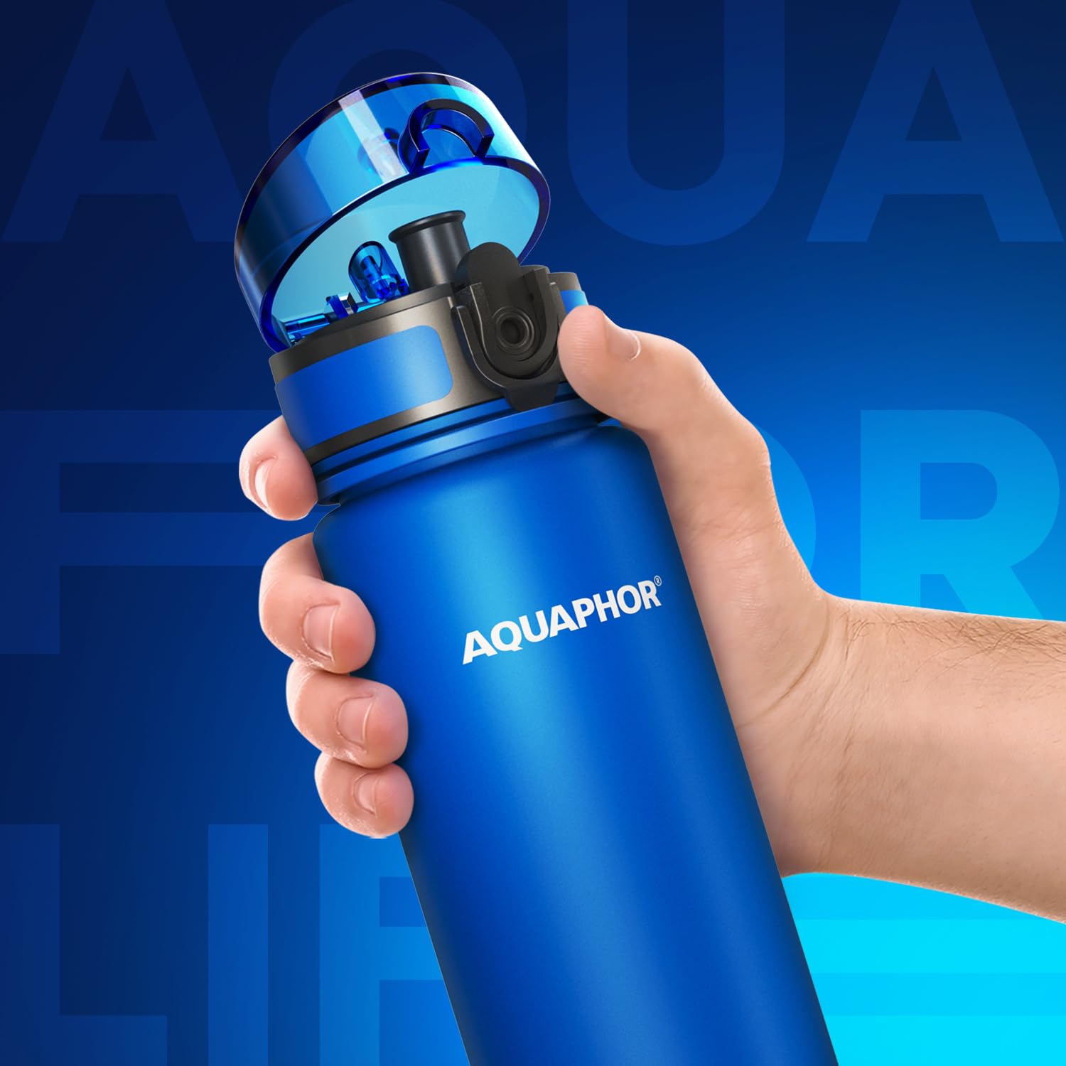 AQUAPHOR City Bottle 500ml Red  Travel Water Bottle with Activated Carbon Filter  Filters Chlorine & Impurities  Made of Tritan & BPA-Free  Stay Hydrated On The Go!