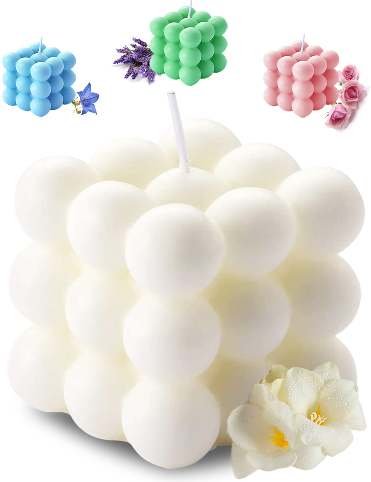 Aokala Scented Bubble Cube Candles for Home, Scented, 5.4 oz Soy Wax Aromatherapy Candle, Aesthetic Room Decor Cute Danish Paste