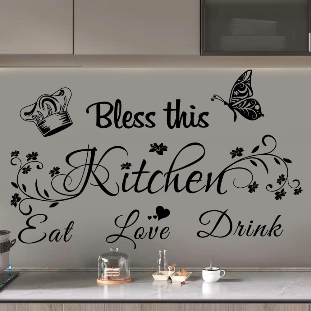 Kitchen Quote Wall Stickers Kitchen Wall Decor Kitchen Wall Decals Dining Room Wall Quotes Bless This Kitchen Vinyl Diy Art Peel