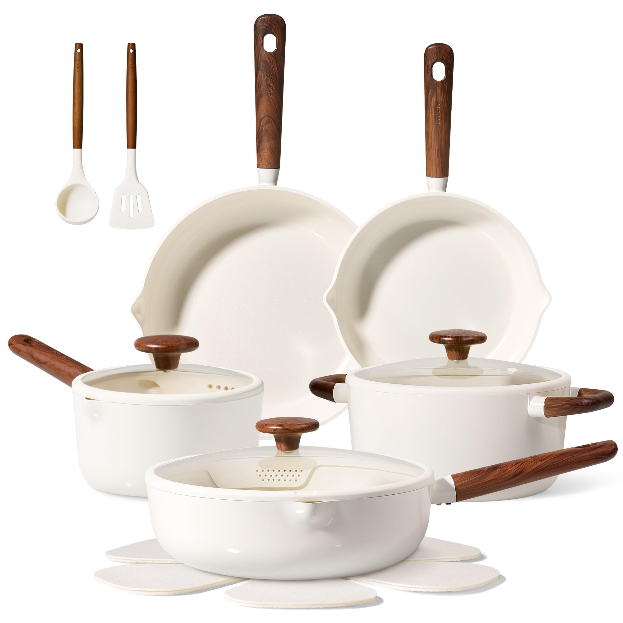 CAROTE Ceramic Cookware Sets, Pots and Pans Set Non stick, Non Toxic Healthy Induction Cookware, 14 Pcs Nonstick Kitchen Pots an