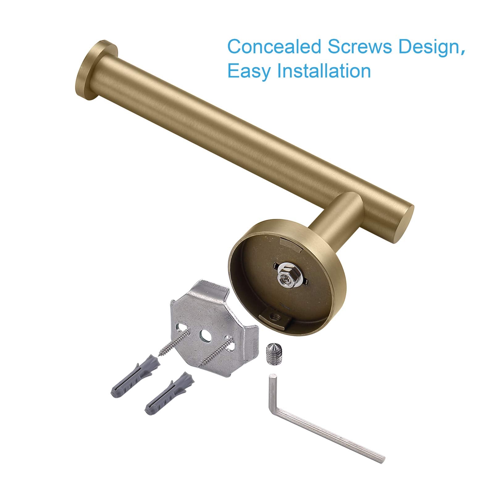 Tastos Brushed Gold Toilet Paper Holder Sus304 Stainless Steel, Modern Round Tissue Roll Holders Wall Mount, Toilet Paper Roll D